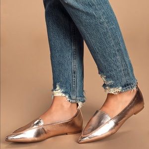 Lulus Rose Gold Metallic Pointed Loafers